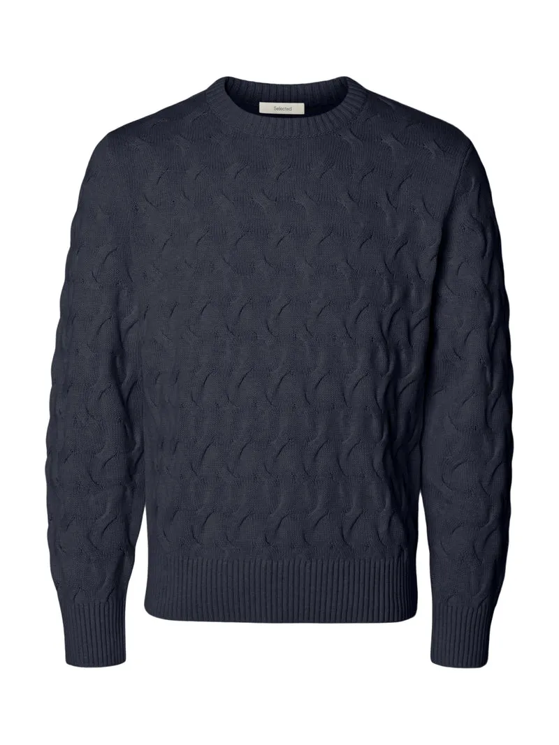 SLMCARLOS LS CABLE CREW NECK NOOS, Sky Captain