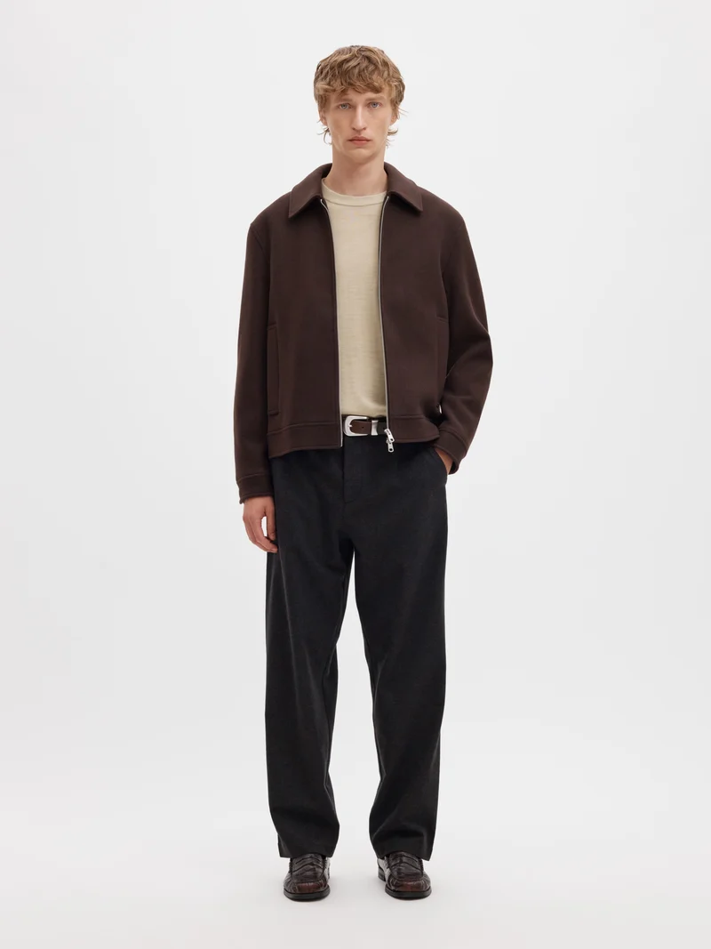 SLMTRAY LS KNIT REG MERINO CREW NOO, Oatmeal/Melange
