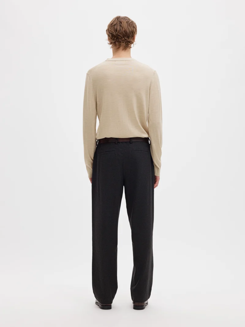 SLMTRAY LS KNIT REG MERINO CREW NOO, Oatmeal/Melange