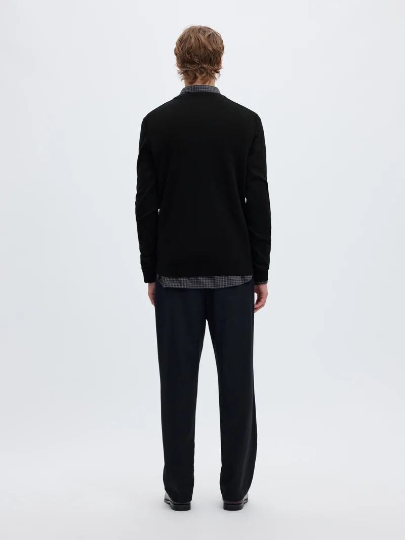 SLMTRAY LS KNIT REG MERINO CREW NOO, Black