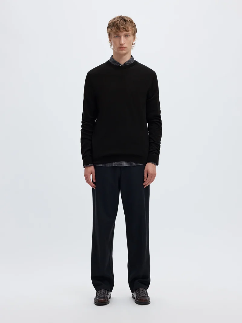 SLMTRAY LS KNIT REG MERINO CREW NOO, Black