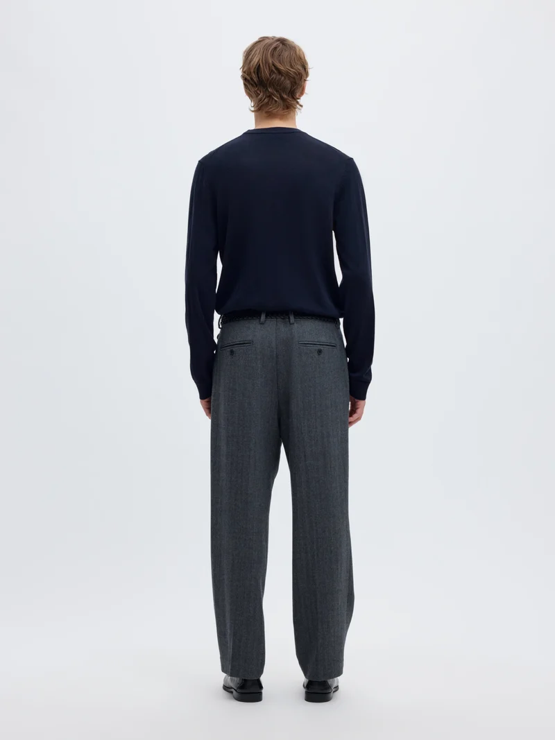 SLMTRAY LS KNIT REG MERINO CREW NOO, Navy Blazer