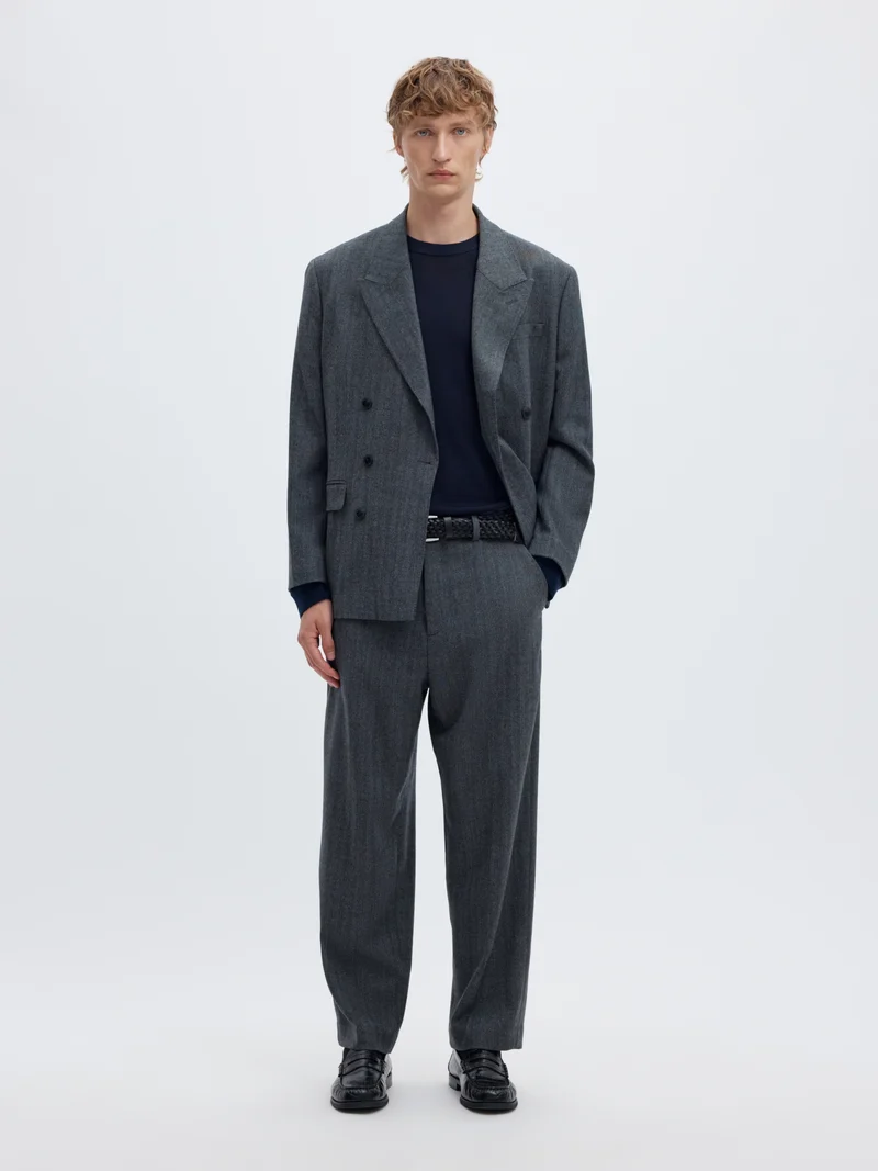 SLMTRAY LS KNIT REG MERINO CREW NOO, Navy Blazer