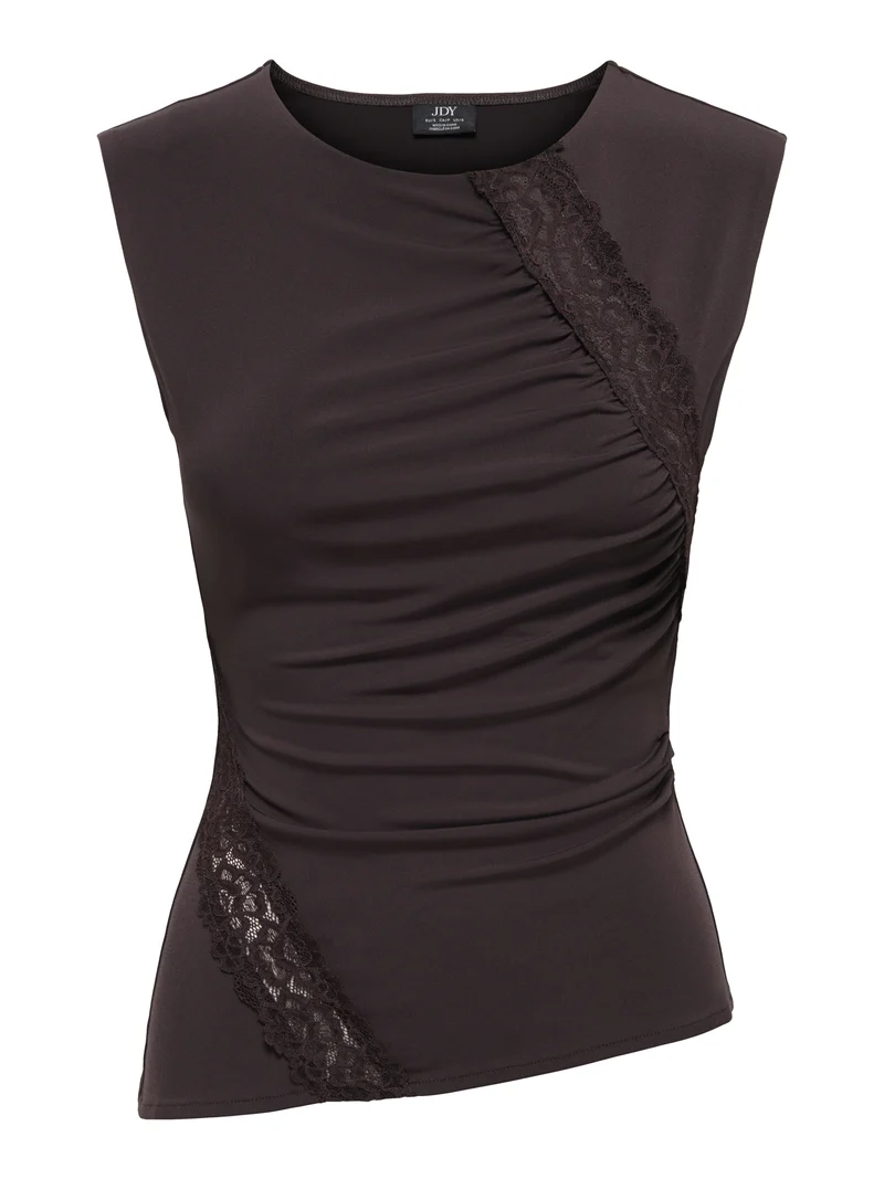 JDYMISTY S/L LACE DETAIL TOP JRS, Chocolate Plum