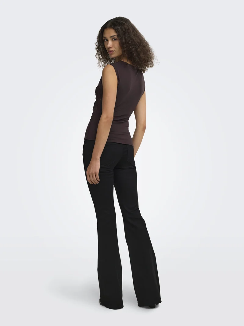 JDYMISTY S/L LACE DETAIL TOP JRS, Chocolate Plum