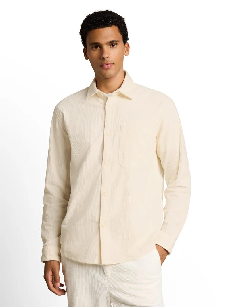 relaxed corduroy shirt, Gardenia White