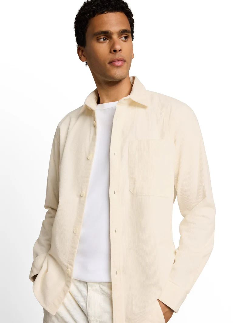 relaxed corduroy shirt, Gardenia White