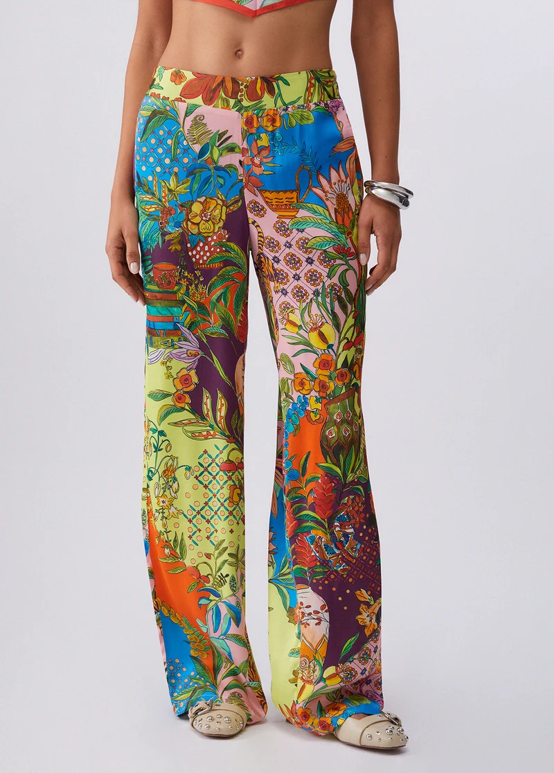 Printed Satin Trousers