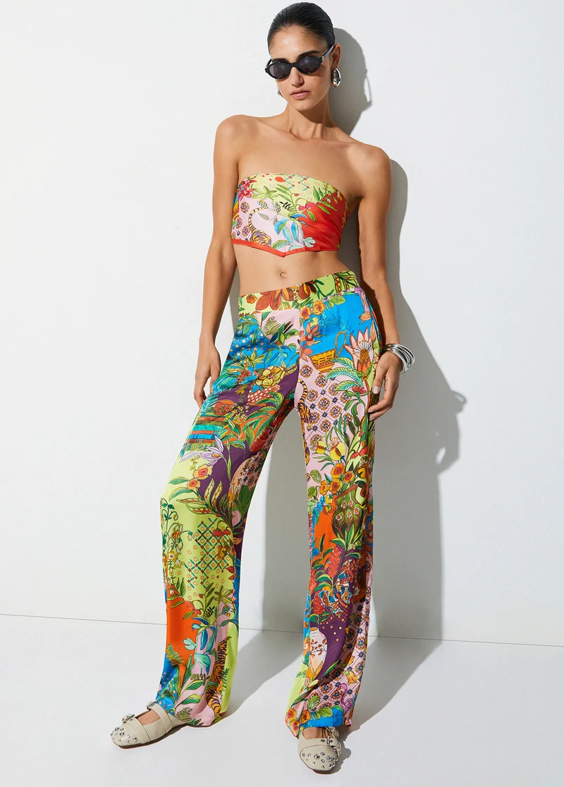 Printed Satin Trousers