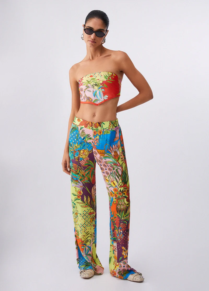 Printed Satin Trousers