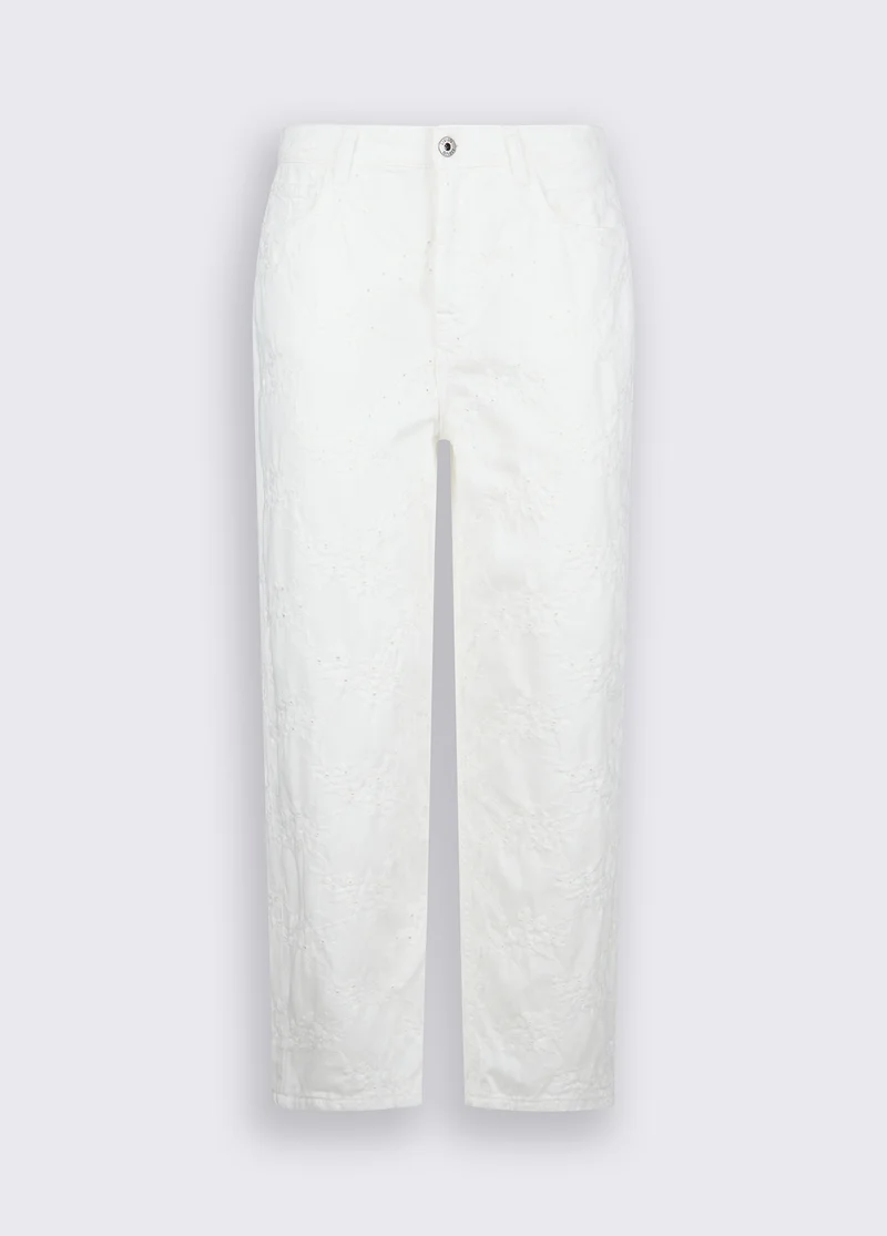 Trousers with Broderie Anglaise