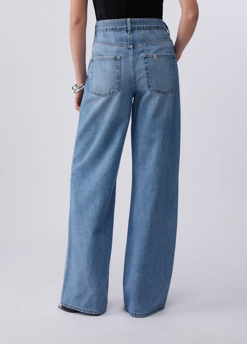 Straight-Leg Jeans with Rhinestones