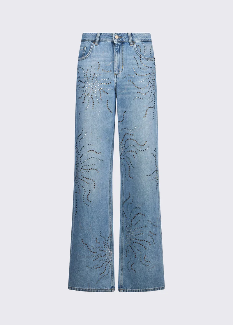 Straight-Leg Jeans with Rhinestones