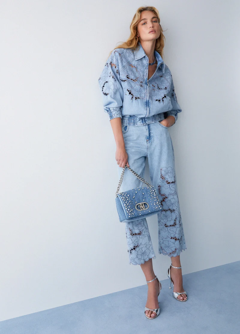 Jeans with Openwork Embroidery