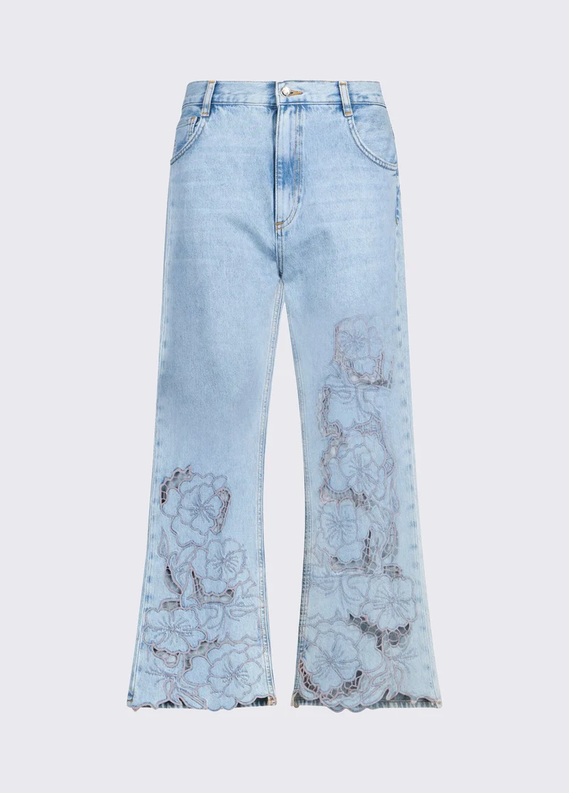 Jeans with Openwork Embroidery