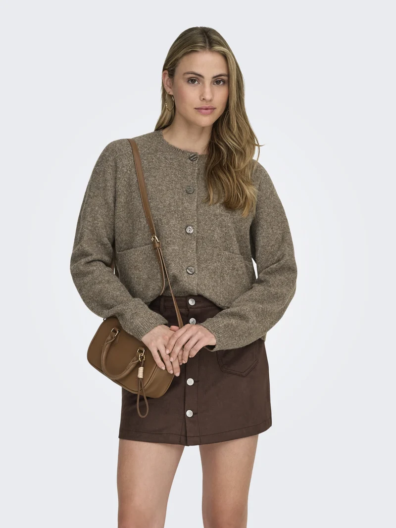 ONLPIEMONTE L/S CARDIGAN KNT NOOS, Walnut/Melange