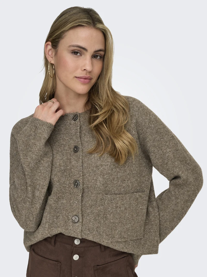 ONLPIEMONTE L/S CARDIGAN KNT NOOS, Walnut/Melange