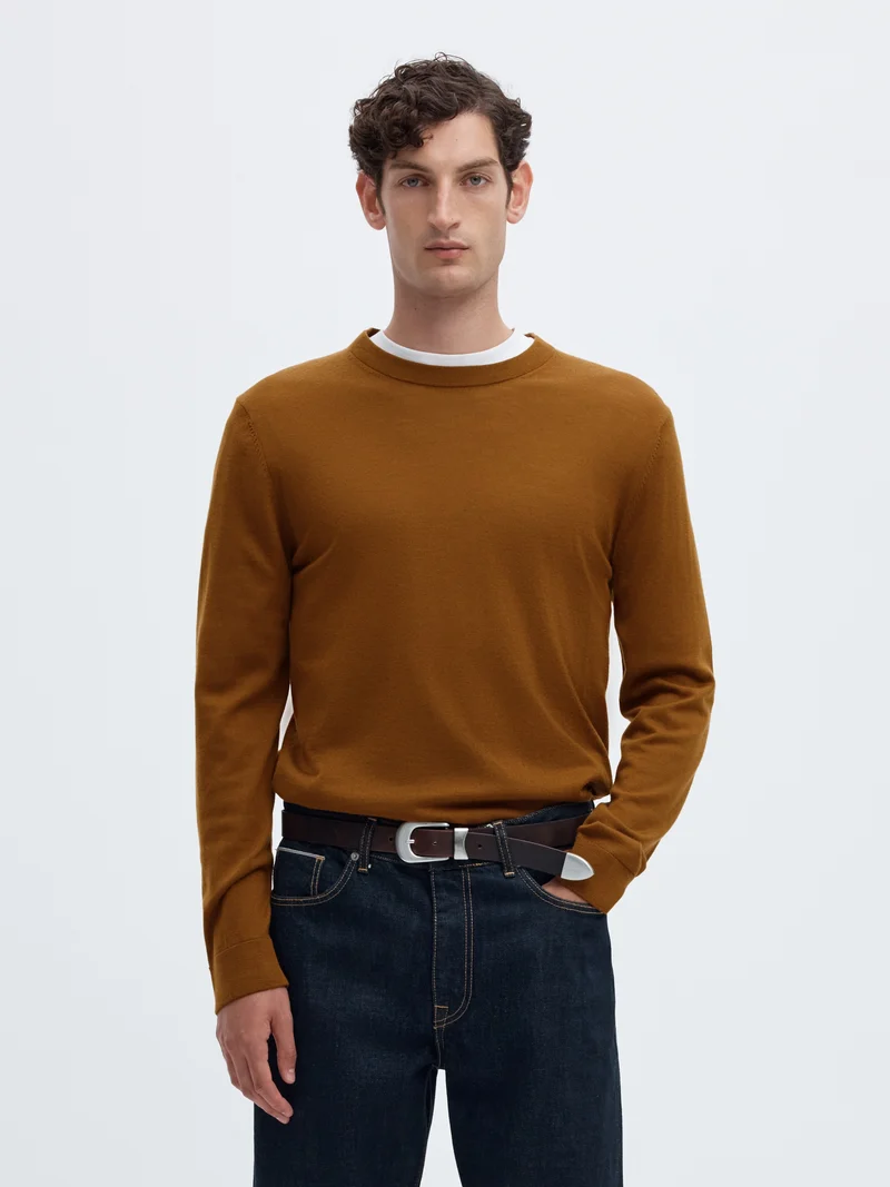 SLMTRAY LS KNIT REG MERINO CREW NOO, Monks Robe