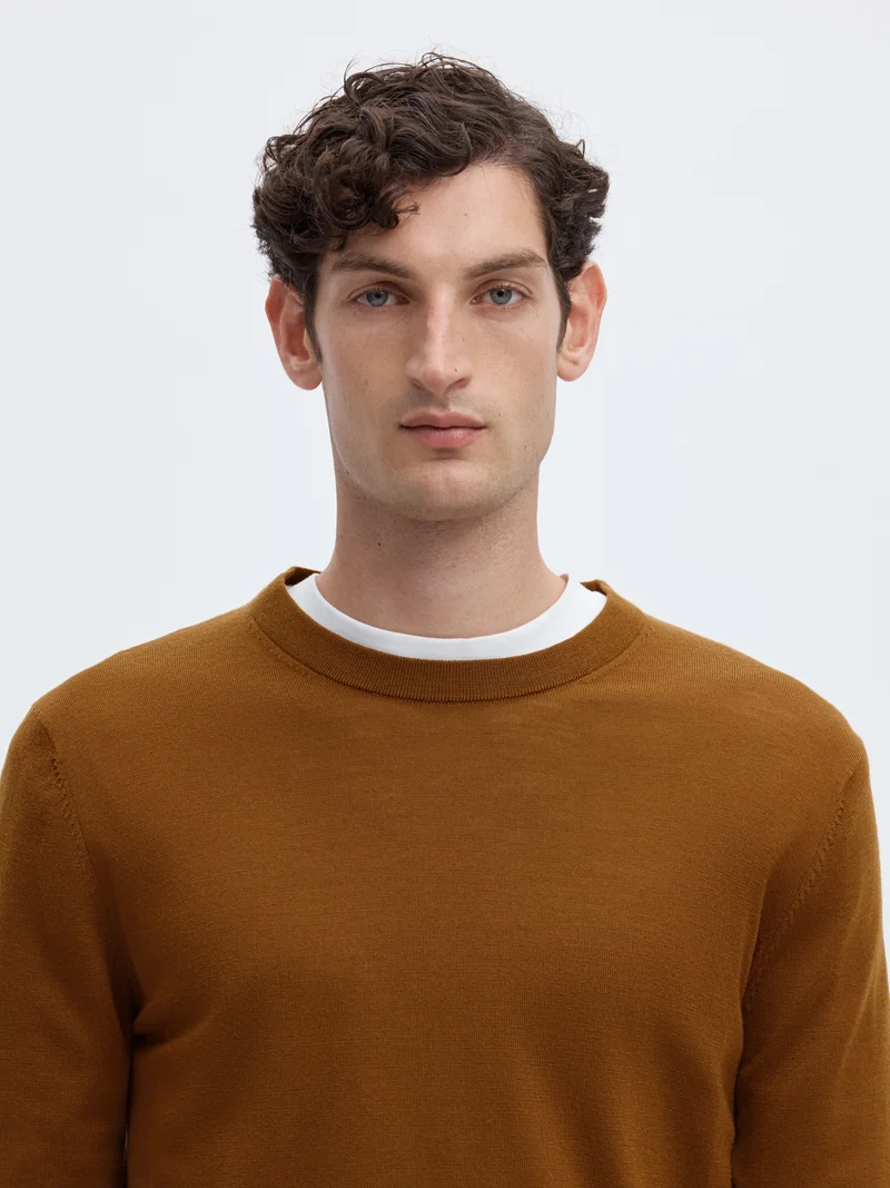 SLMTRAY LS KNIT REG MERINO CREW NOO, Monks Robe