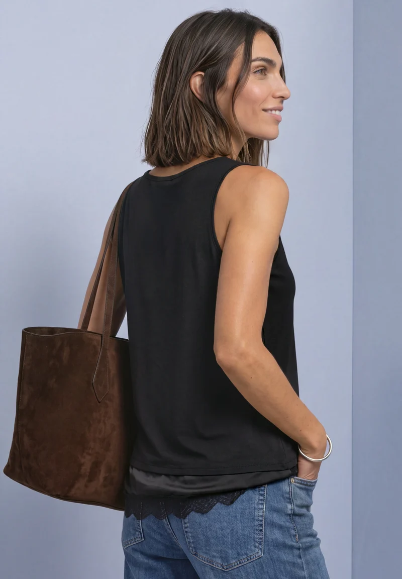 top w.diagonal woven bottom, Black
