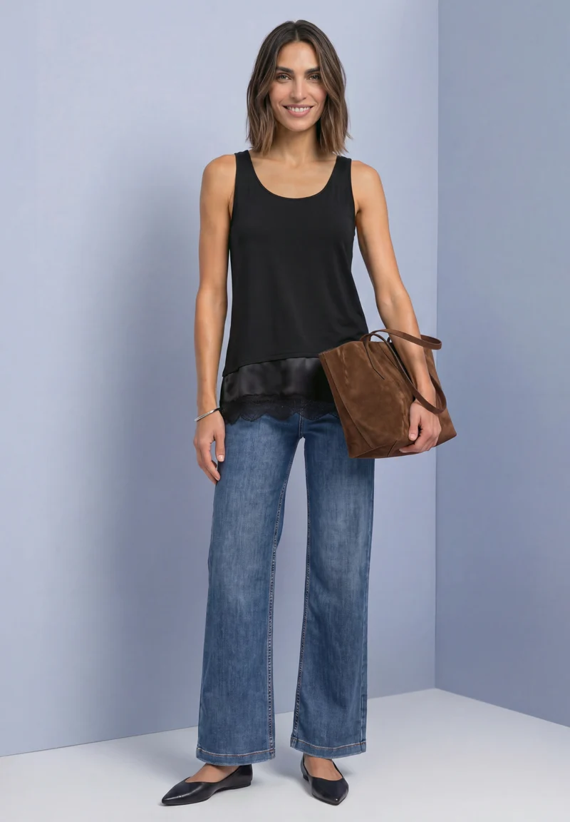 top w.diagonal woven bottom, Black