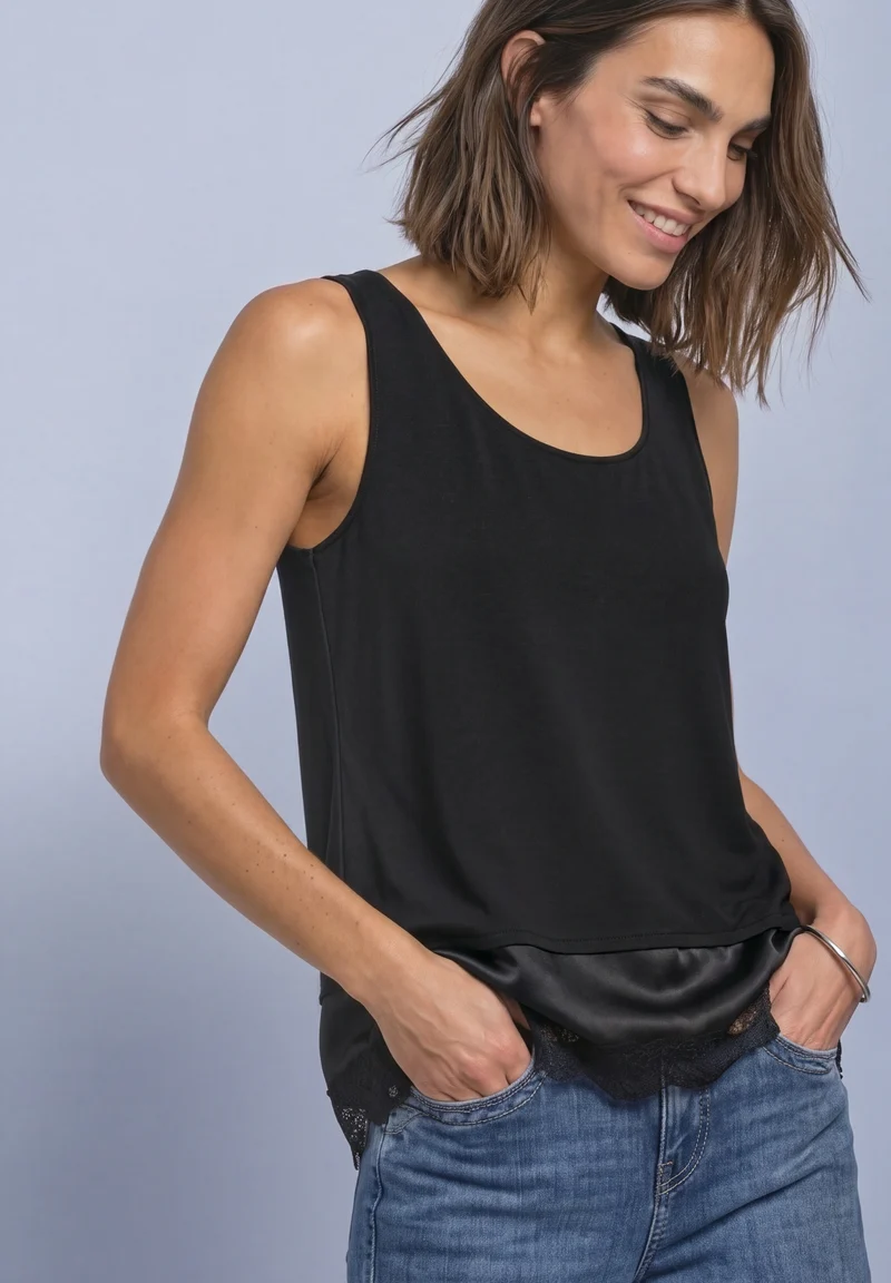 top w.diagonal woven bottom, Black