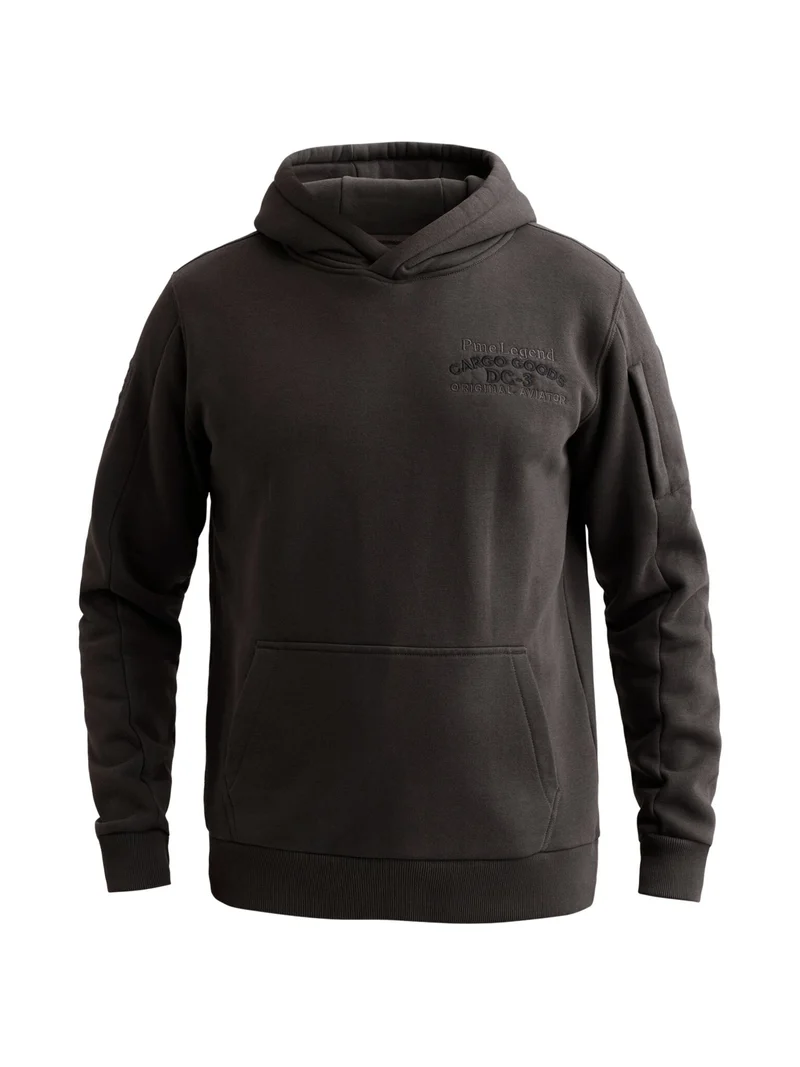 Hooded 3t cross fleece, Obsidian