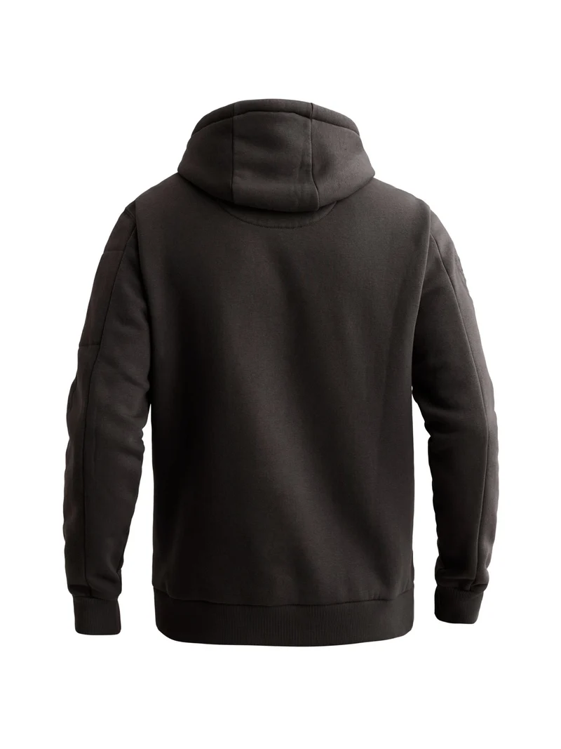 Hooded 3t cross fleece, Obsidian