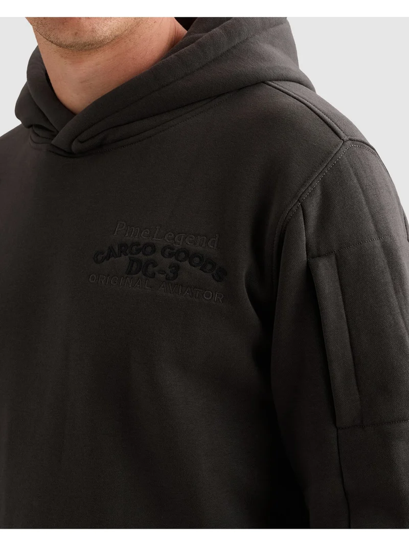 Hooded 3t cross fleece, Obsidian