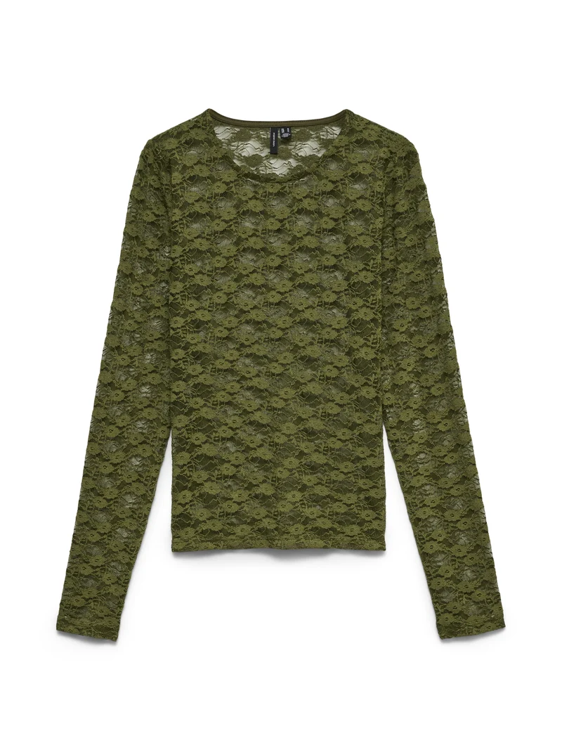 VMBONITA LS O-NECK TOP JRS, Sphagnum/SOLID