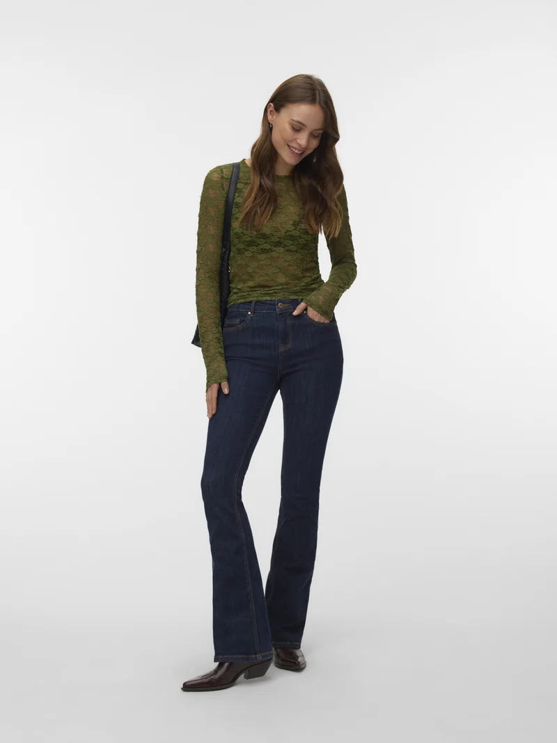 VMBONITA LS O-NECK TOP JRS, Sphagnum/SOLID