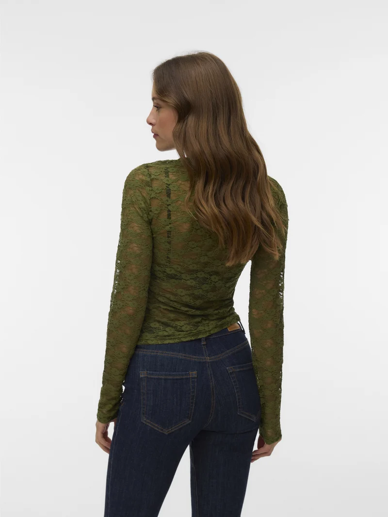 VMBONITA LS O-NECK TOP JRS, Sphagnum/SOLID