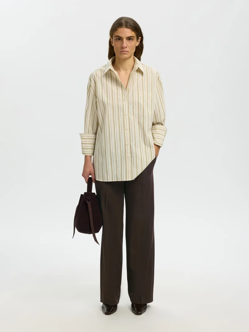 SLWRITA MW WIDE PANT MEL NOOS, Delicioso/MELANGE