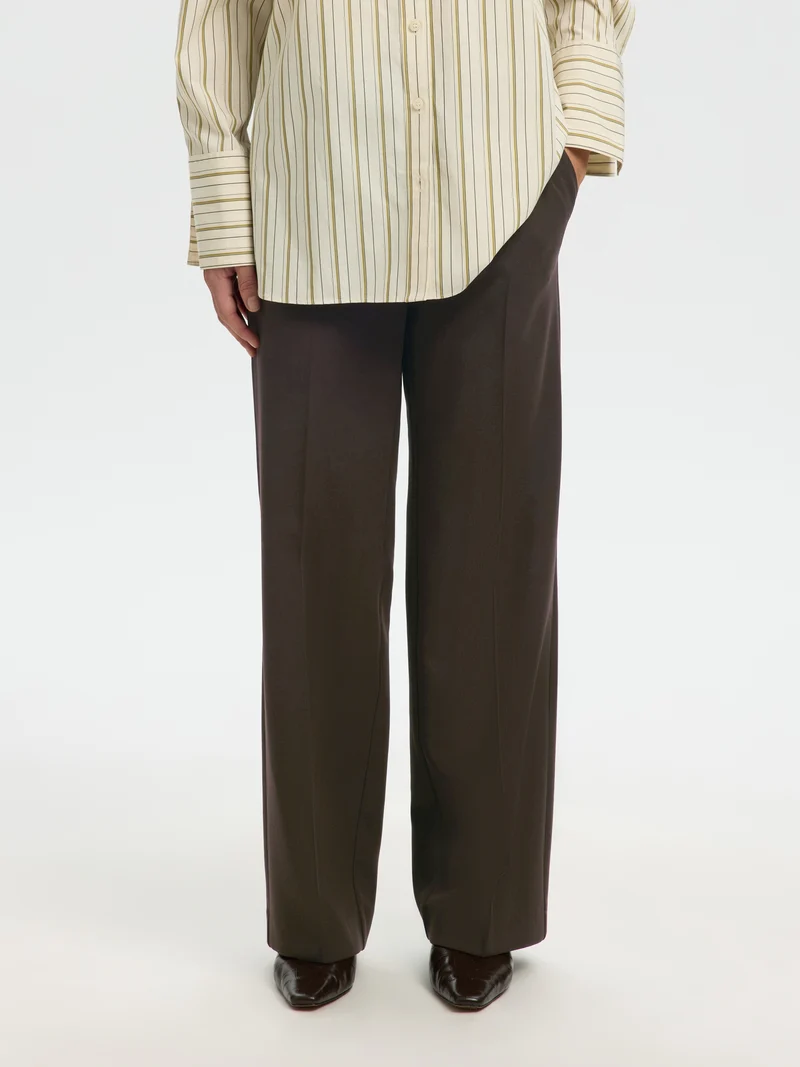 SLWRITA MW WIDE PANT MEL NOOS, Delicioso/MELANGE