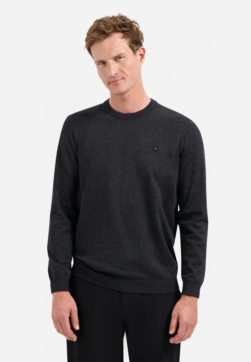 Pullover Crewneck 2 Coloured Melange, Dark Grey