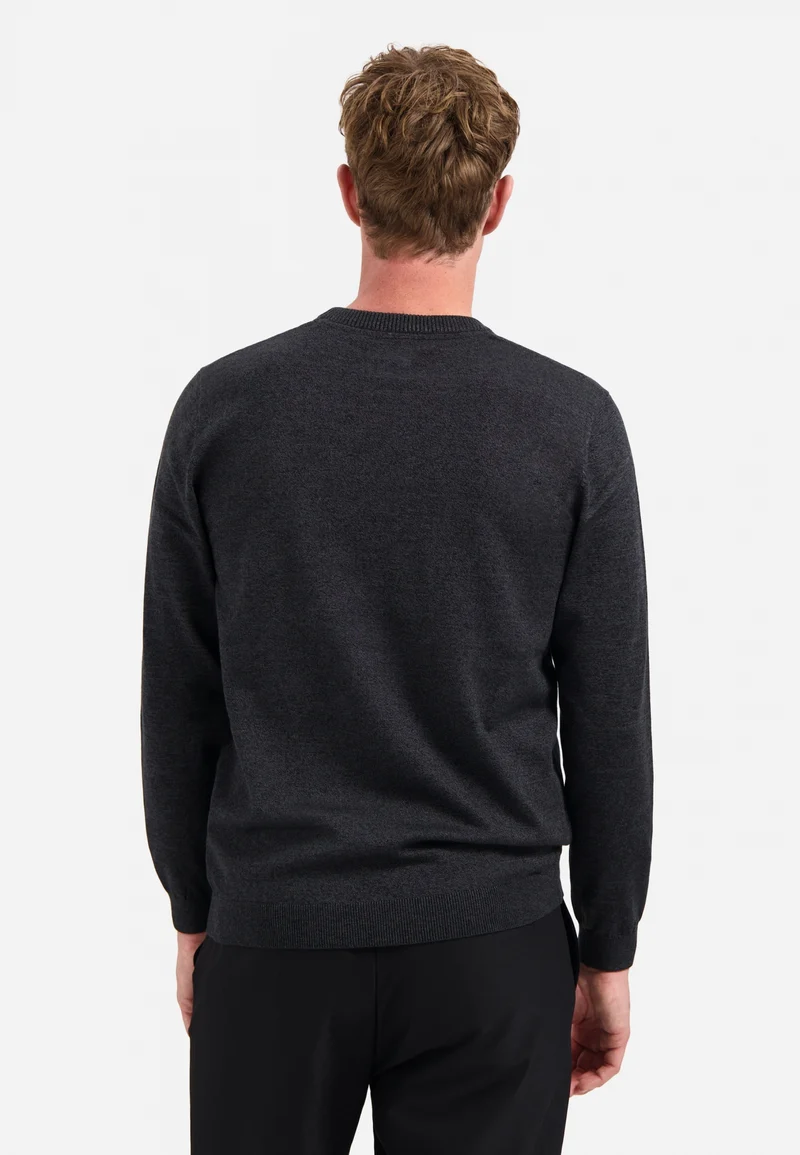 Pullover Crewneck 2 Coloured Melange, Dark Grey