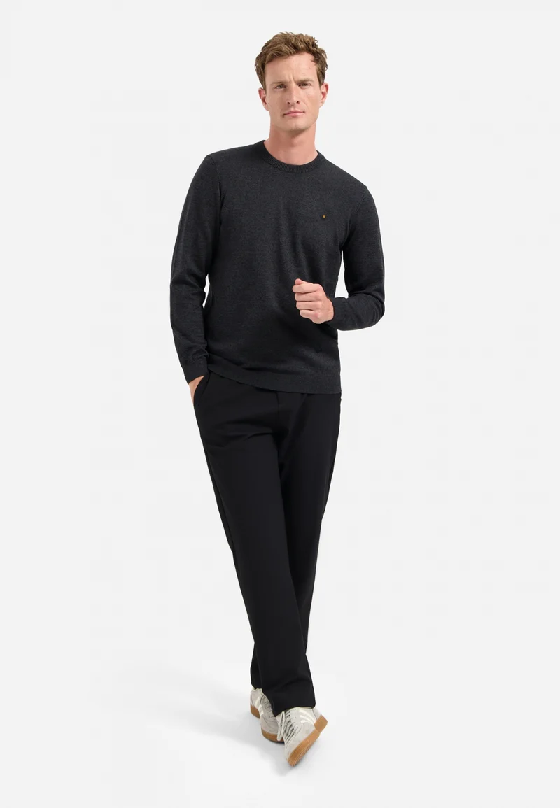 Pullover Crewneck 2 Coloured Melange, Dark Grey