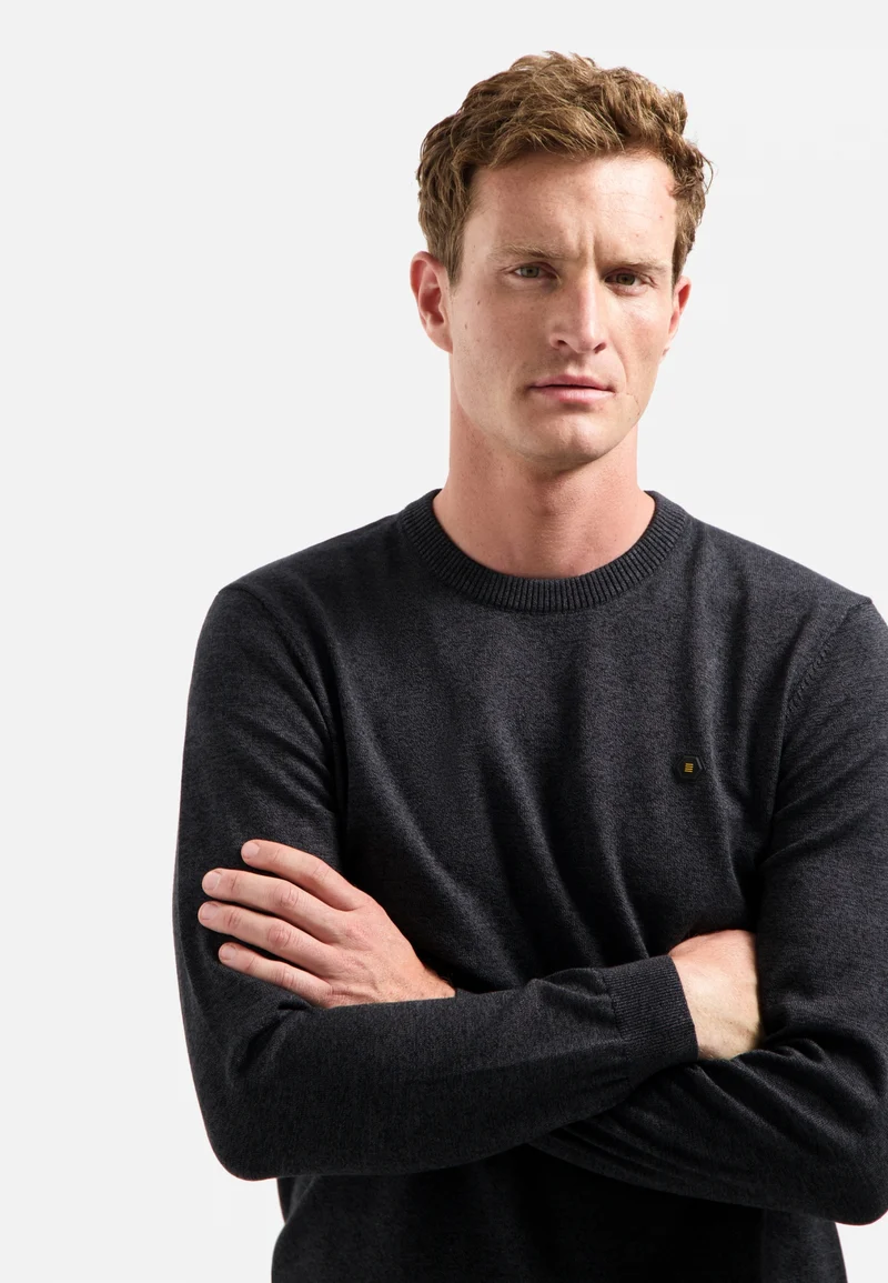 Pullover Crewneck 2 Coloured Melange, Dark Grey