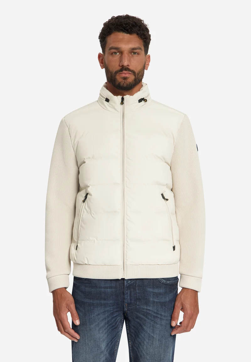 Jacket Short Fit Sealed Knitted Mix, Stone