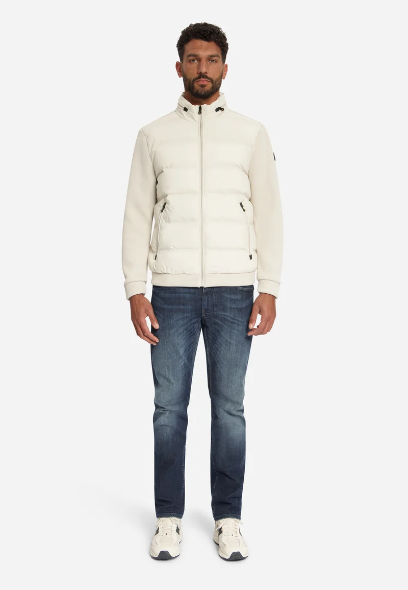 Jacket Short Fit Sealed Knitted Mix, Stone