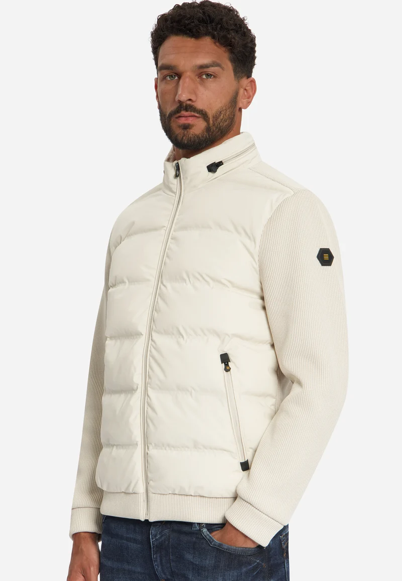 Jacket Short Fit Sealed Knitted Mix, Stone