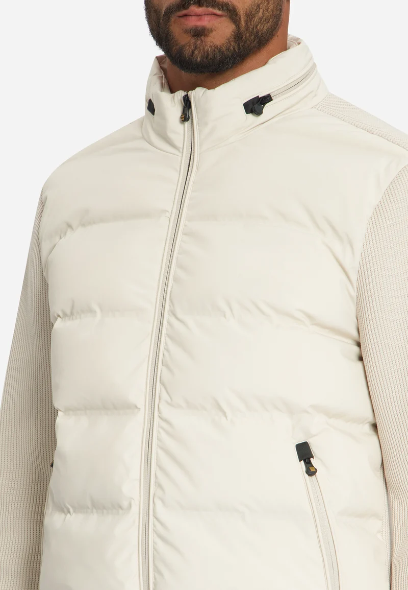 Jacket Short Fit Sealed Knitted Mix, Stone