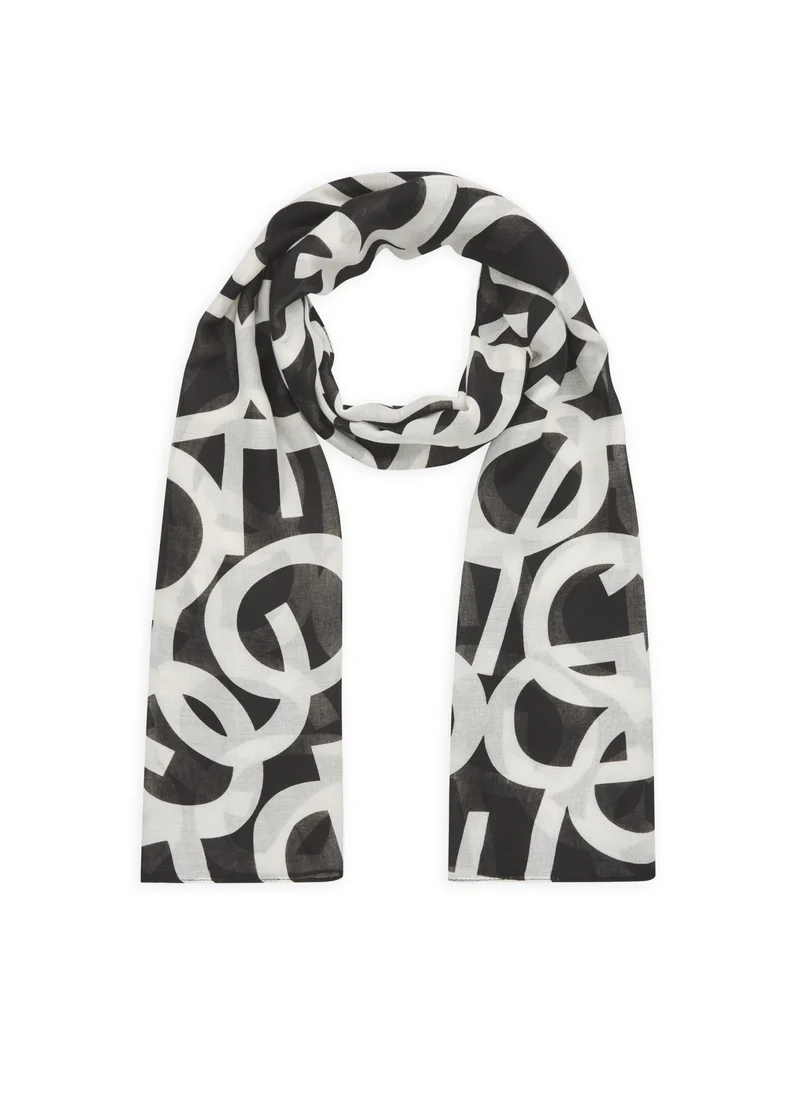 PRINTED SCARF RECYCLED POLYESTER LETTERS CODELLO schwarz-55X180CM, schwarz