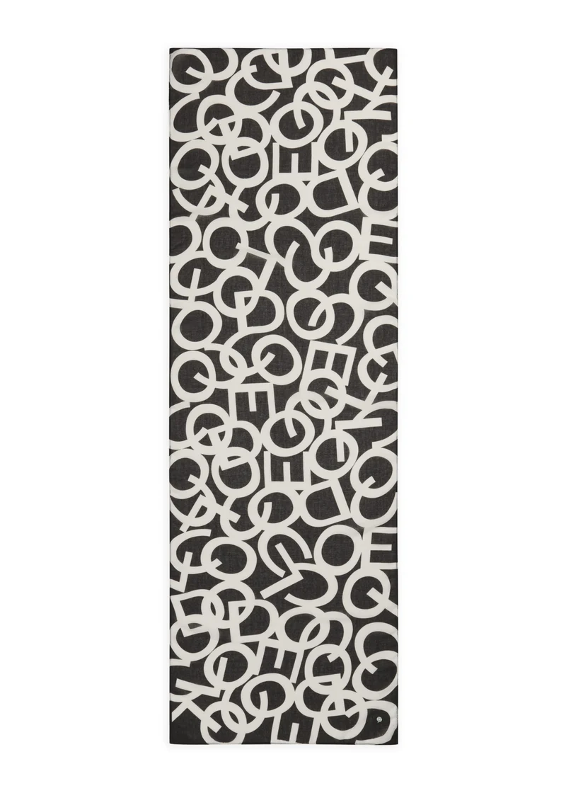 PRINTED SCARF RECYCLED POLYESTER LETTERS CODELLO schwarz-55X180CM, schwarz