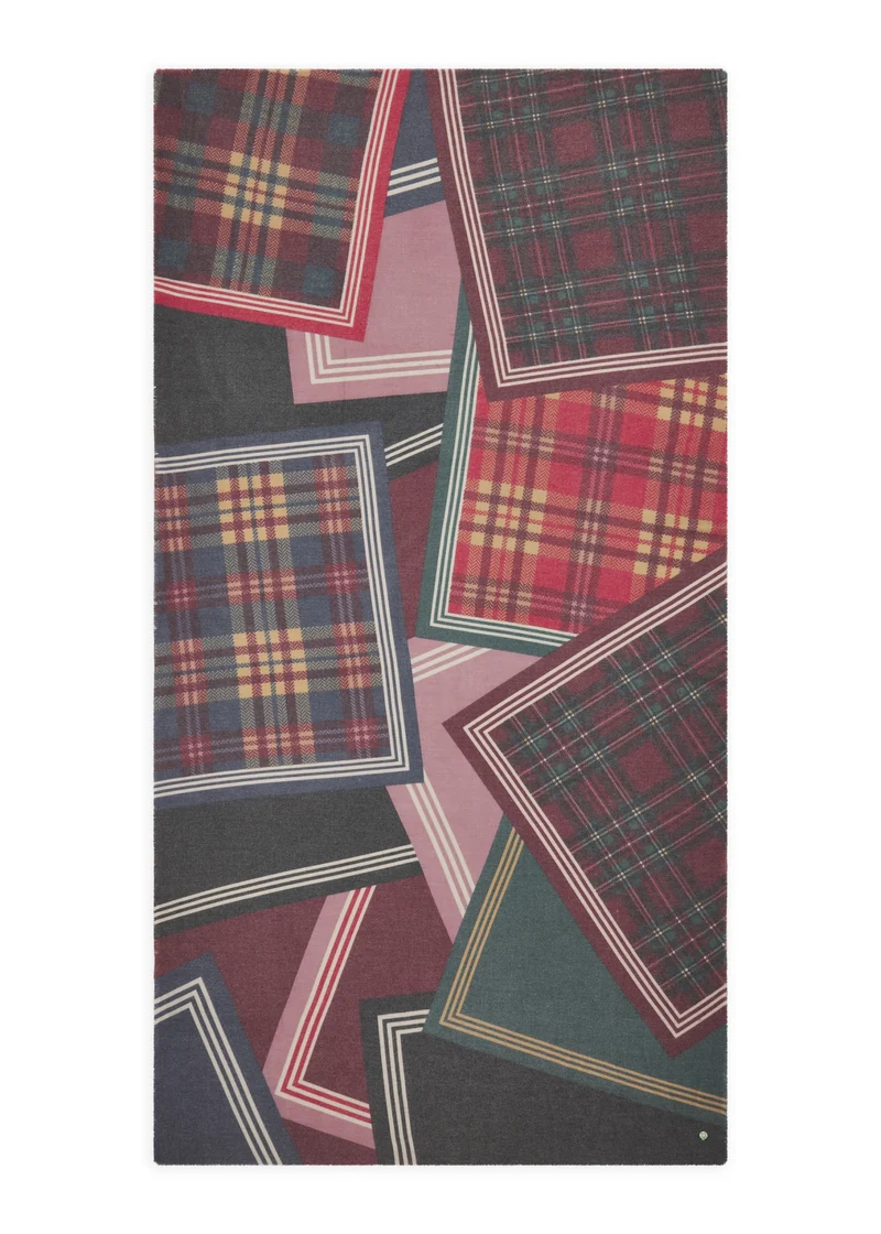 PRINTED SCARF POLYESTER/VISCOSE MIXED CHECKS rot-90X180CM, rot