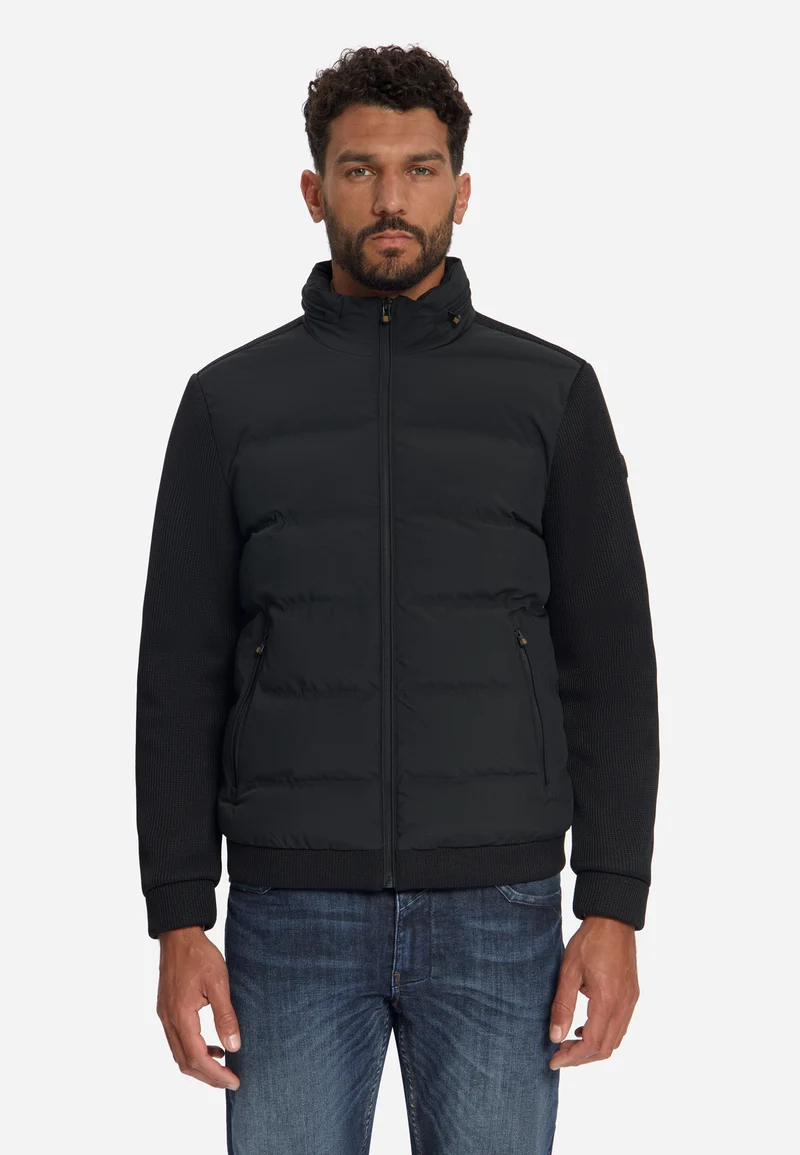 Jacket Short Fit Sealed Knitted Mix, Black