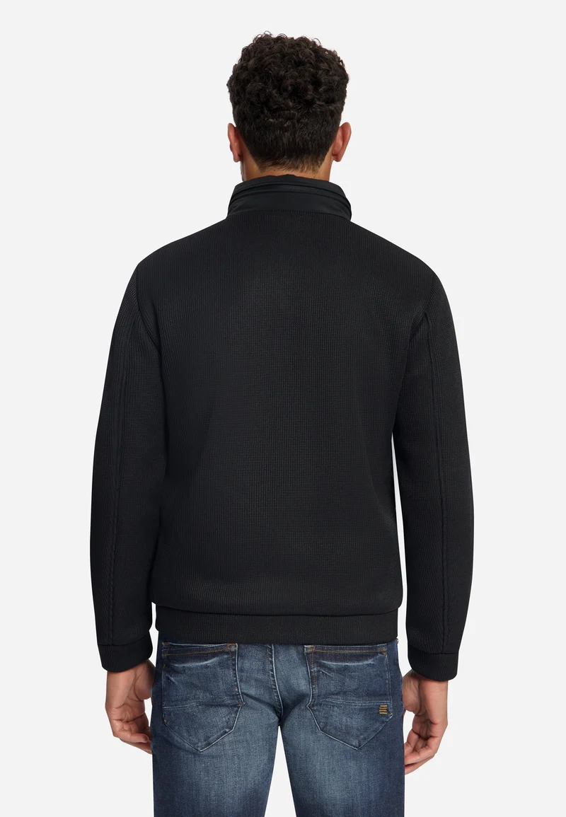 Jacket Short Fit Sealed Knitted Mix, Black