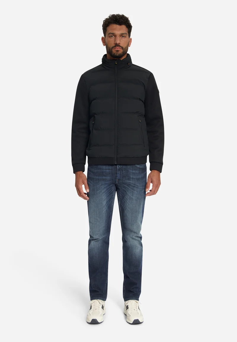 Jacket Short Fit Sealed Knitted Mix, Black