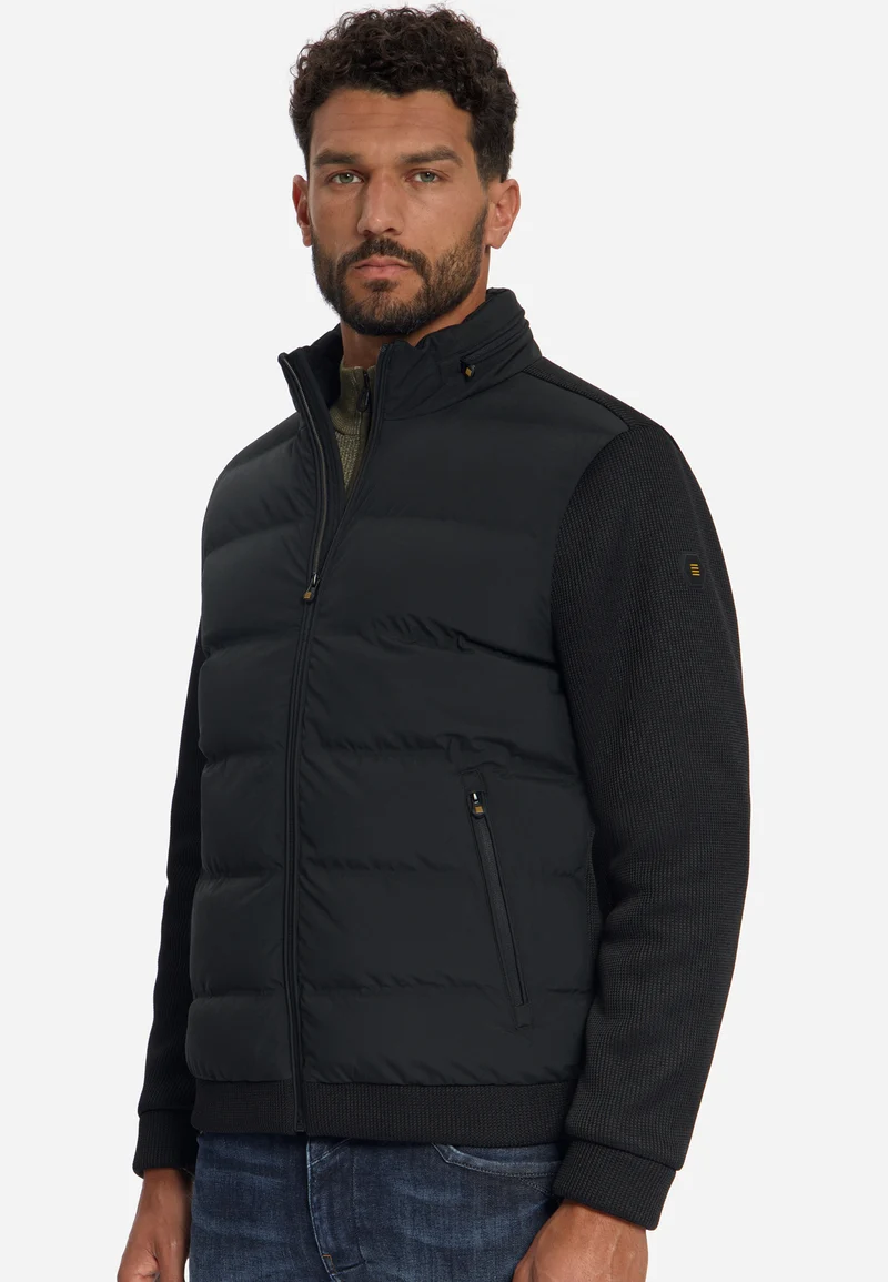 Jacket Short Fit Sealed Knitted Mix, Black