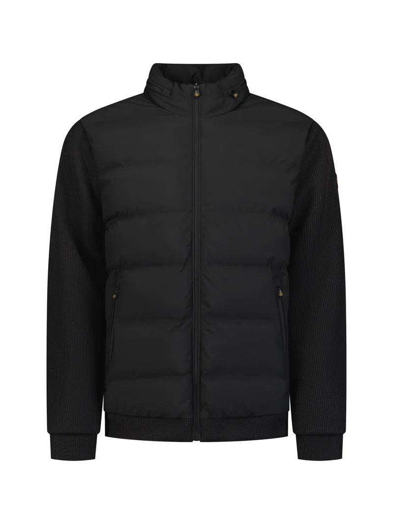 Jacket Short Fit Sealed Knitted Mix, Black